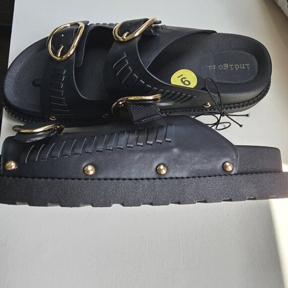 INDIGO RD Black Chunky Buckled Slides Sandals Size 9 NWT - Picture 5 of 10